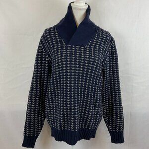 Frederik Anderson Copenhagen Sweater Men's L Blue Gray Cowl Neck Long Sleeve